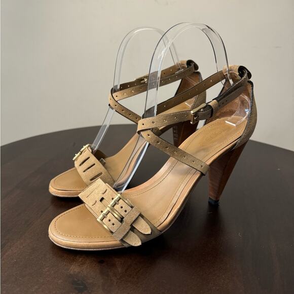 Tod's Suede Buckle Strap Heeled Sandals - Size 38 - Picture 3 of 9